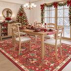 Washable Area Rug Red 5x7 Christmas Rug for Living Room Bedroom Non Slip - Image 3
