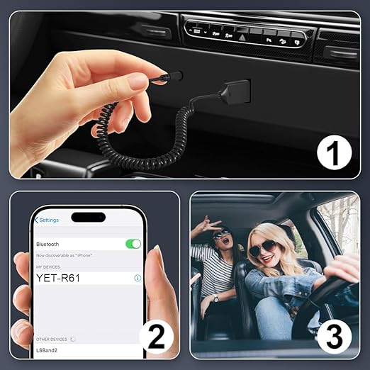 AUX Bluetooth 5.4 Receiver, Auxiliary Audio to Bluetooth 5.4 Adapter, 3.5mm Wireless Audio Receiver, Supports Hands-Free Calling Compatible Devices, Suitable for Home/Car Speakers/Stereo Sound Systems