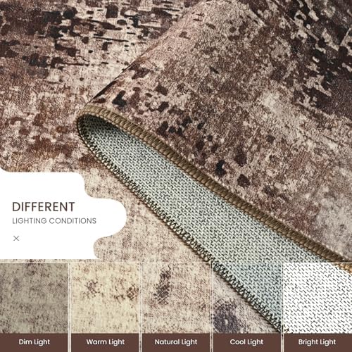 Entryway Rug 3x5 Brown Bedroom Area Rug Washable Non Slip Abstract Coffee Boho Rugs for Indoor Entry, Kitchen, Classroom, Bathroom, Kids Girls Room, Office, College Dorm Small Carpet - Image 5