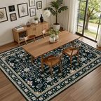 6x9 Area Rugs Living Room: Washable Vintage Rug for Bedroom Black - Image 5