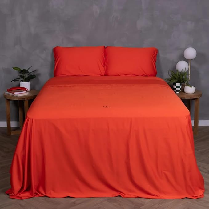 THE LAD COLLECTIVE 3.0 Queen Bedding Set - 4-Piece Bedset w/Fitted Sheet, Top Sheet & 2 Standard Pillowcases [Duvet Not Included] - Bamboo-Cotton - Red Rock Collection