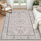 5x7 Area Rugs Living Room: Bedroom Washable Carpet Beige & Grey by Luxturiy
