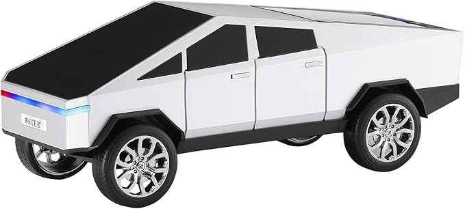 WSTER Portable Car Model Bluetooth Speaker with HD Stereo Sound, TWS Dual Pairing, LED Display, Truck-Style Wireless Speaker for Home, Office, Gaming & Collectible Display (Silver)