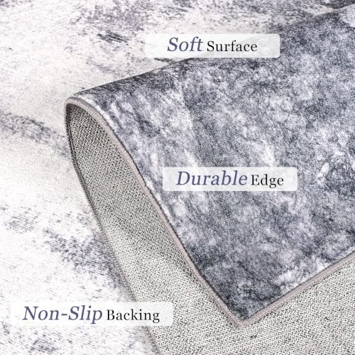 Area Rug 4x6 Dark Grey Rug Washable Boho Rugs Non Slip Low Pile Abstract Small Carpet for Entryway, Bedroom, Kitchen, Classroom, Kids Room, Office, Dorm, Dining Room - Image 5