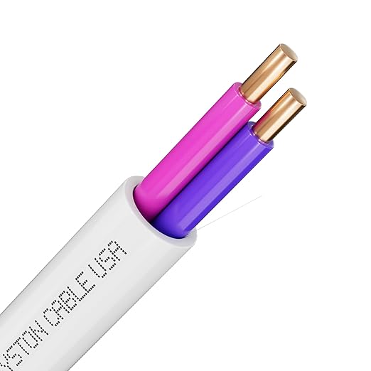 Syston Cable Technology 16/2 LED Lighting Dimmer Dimming Luminaire Control Wire Cable, 16 AWG 2 Conductors Solid Bare Copper Unshielded Plenum Rated CMP CL3P FT6, for Ballast Wiring and Connection