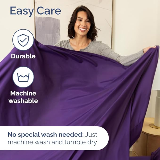 Split Head King Sheet Set – 4 Piece Flex Split Top King Sheets for Adjustable Beds - Fits 14” to 16" Mattress w/ Deep Pockets - Soft, Breathable & Cooling - Luxury Bedding and Wrinkle Free - Purple