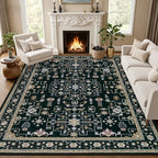 8x10 Area Rugs Living Room: Washable Vintage Rug for Bedroom Black by EXPEDIX