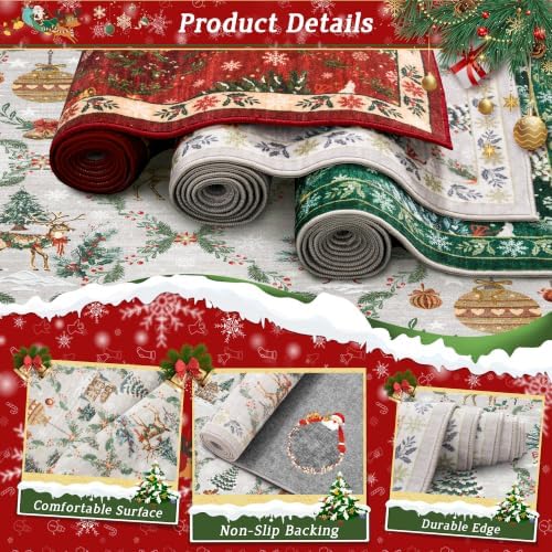 Madane Washable Christmas Runner Rug 2x6 - Grey Rug Runners for Hallways - Image 5