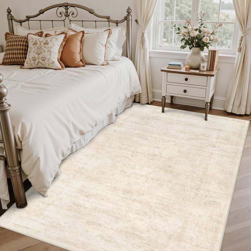 3x5 Area Rugs Living Room: Bedroom Washable Carpet Retro Beige - Image 2