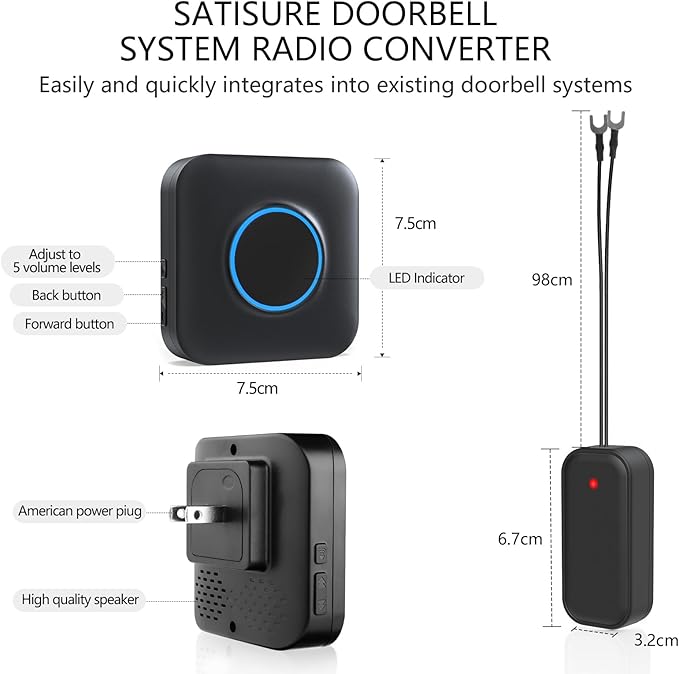 BITIWEND Wireless Doorbell Chime for Blink - Compatible with Blink Video Doorbell and Blink Video Doorbell (2nd Gen) with Wired Transmitter (1 Video Doorbell Extender 1 Receiver）