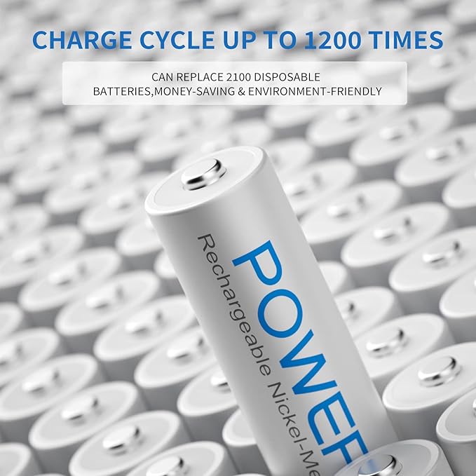 POWEROWL AAA Rechargeable Batteries, High Capacity Triple A Batteries 1000mAh 1.2V NiMH Low Self Discharge HR03, 12 Pack