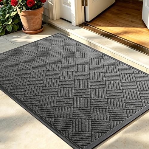 Front Door Mat, Heavy Duty Non-Slip Doormat 73"x46", Grey by WELDUN%E2%80%94IdealChoiceforHome