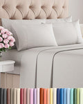 Full 6 Piece Sheet Set - Cooling, Comfy & Breathable - Hotel Luxury Bedding, Includes Fitted Sheet for Women, Men, Kids & Teens - 1 Flat, 1 Fitted Sheet, 4 Pillowcases with Deep Pockets - French Grey
