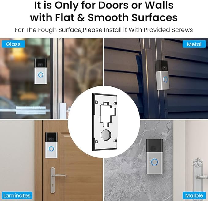 No-Drill Adhesive Mount for Ring Video Doorbell, Doorbell Bracket for Home Apartments Office ( for Ring Video Doorbell (2nd Generation - 2020 Release))