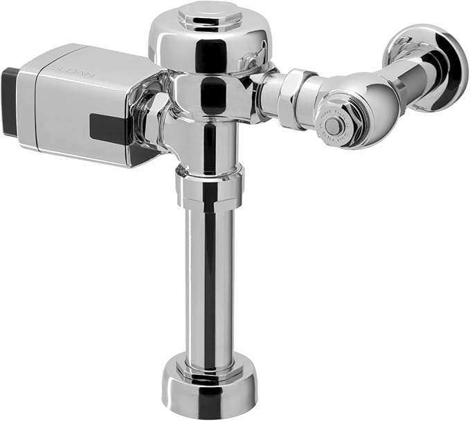 Sloan Regal 111 SFSM Exposed Sensor Water Closet Flushometer, 1.28 GPF Flush Valve - Infrared Sensor w/True Mechanical Override, Single Flush, Fixture Connection Top Spud, Battery Powered, 3080058