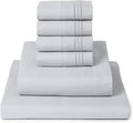 Mellanni Queen Sheet Set - 6-Piece Iconic Collection Bedding, (Including 4 Pillowcases), 16-Inch Deep Pocket, Easy Care, Extra Soft, Cooling Sheets, Brushed Microfiber - Light Gray