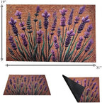 Floral Front Door Welcome Mat, Aesthetic Cute Flower Doormat, Non-Slip Outdoor Entryway Rug,19”x 31" (12.Lavender Leaf) - Image 3