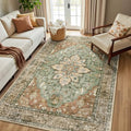 RELEANY Washable Area Rug, 5'x8', Brick/Brown/Green by RELEANY