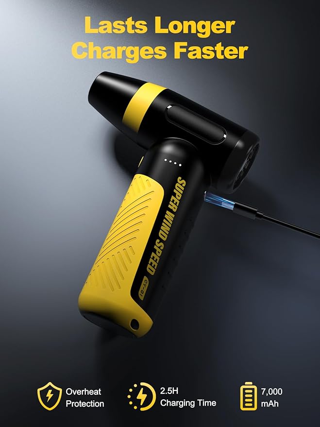 DEEBOX Electric Compressed Air Duster & Blower, 150000 RPM Super Power Adjustable Air Duster, 3 Speed Cordless Mini Blower, USB Rechargeable (5V/2A), Portable Dust Remover for Computer Keyboard Car