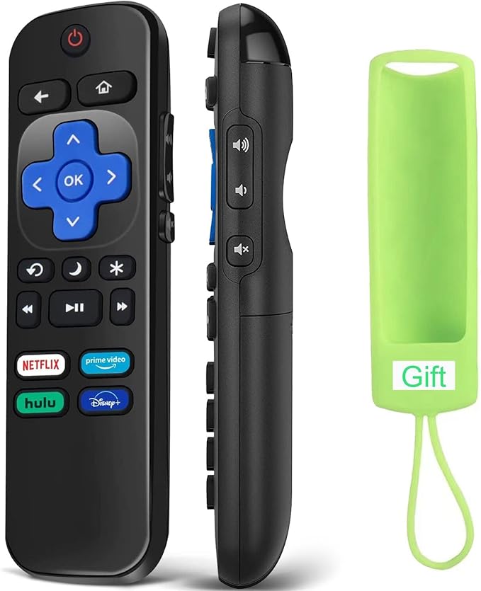 Replacement for Roku TV Remote with Silicone Case, Remote Compatible for TCL/Hisense/Onn/Westinghouse/Insignia/Sharp Roku TV with 4 Hot Keys
