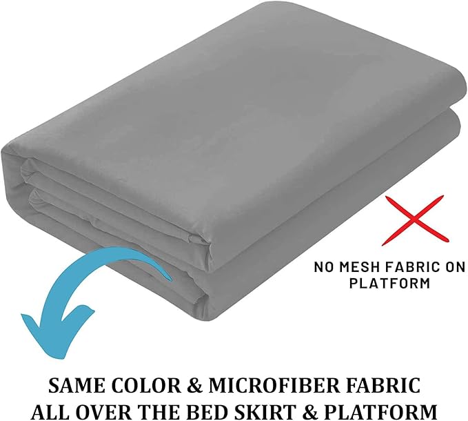 SKY BEDDINGS - Twin Size Ruffled Bed Skirt with Split Corners - 12 Inch Drop Dust Ruffle Bed Skirt with Platform Three Sided Coverage - 100% Microfiber, Light Grey
