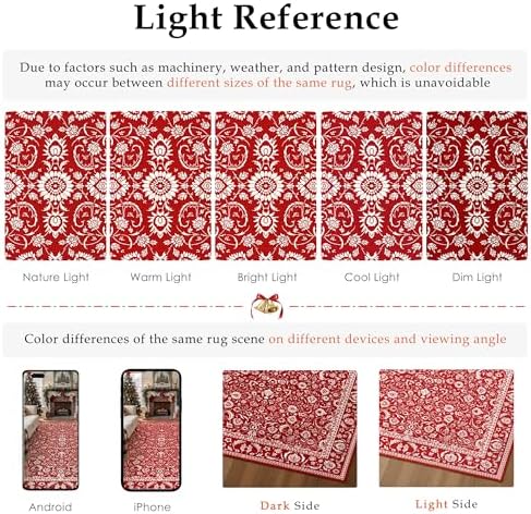 HUGEAR 6x9 Christmas Red Floral Washable Area Rug for Living Room - Image 6