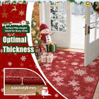 2x12 Christmas Runner Rug for Hallway,Washable Kitchen Rugs,Red - Image 6