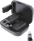 Jubolion Wireless Lavalier Microphone for iPhone/Android Phone/Laptop/PC, Mini Lapel Mic with 50H Battery Life Charging Case, 100FT Range and Noise Reduction, for Video Recording, Streaming, TikTok