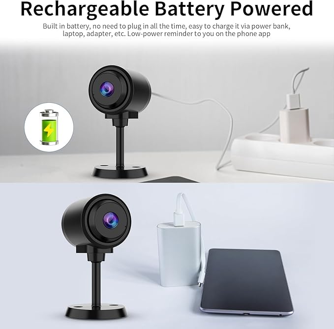 VSTARCAM Tiny Camera for Home Security 1Pcs, 2.4GHz WiFi Portable Battery Operated with IR Night Vision, Human Detection, 136° Wide Angle, Baby Monitor Small Motion Activated Camera