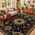 Vacuum-Friendly, 5x7 Washable Area Rug, Black Gold Beige Red by meejou