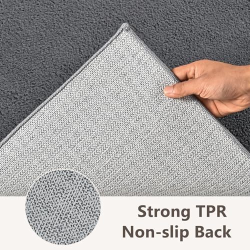 3x5 Dark Grey Solid Area Rug Washable Non-Slip Soft for Bedroom Kitchen - Image 6