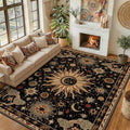 Vacuum-Friendly, 9x12 Washable Area Rug, Black Gold Beige Red by meejou