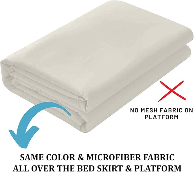 Ruffled Bed Skirt with Split Corners, Ivory, King 14 Inch Drop Bedskirt, Hotel Quality Brushed Microfiber Wrinkle Free Dust Ruffle Bed Skirt King Size