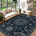 Vacuum-Friendly, 6x9 Washable Area Rug, Blue Gray White - Image 2