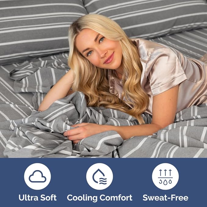 Split Head King Sheet Set – 4 Piece Flex Split Top King Sheets for Adjustable Beds - Fits 14” to 16" Mattress w/ Deep Pockets - Breathable & Cooling - Luxury Bedding and Wrinkle Free - Grey Stripes 3
