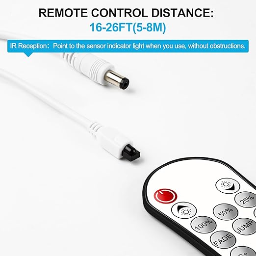 Mini IR Remote Controller for Single Color LED Strip Lights,11-Key Wireless Dimmer with Dynamic Effect Mode, Ideal for 3528/5050/ LED Tape,Dimming for Room, Home, Cabinet, DIY
