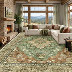 RELEANY Washable Area Rug, Large 10'x14', Brick/Brown/Green by RELEANY
