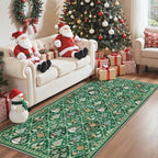 Madane Christmas Washable Kitchen Runner Rug 3x6, Green Runners for Hallway by Madane