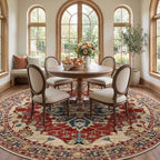 RELEANY Washable Area Rug, Round 10ft, Red/Blue - Image 3