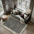 HUGEAR 3x5 Black Beige Vintage Floral Washable Area Rug for Entryway by HUGEAR