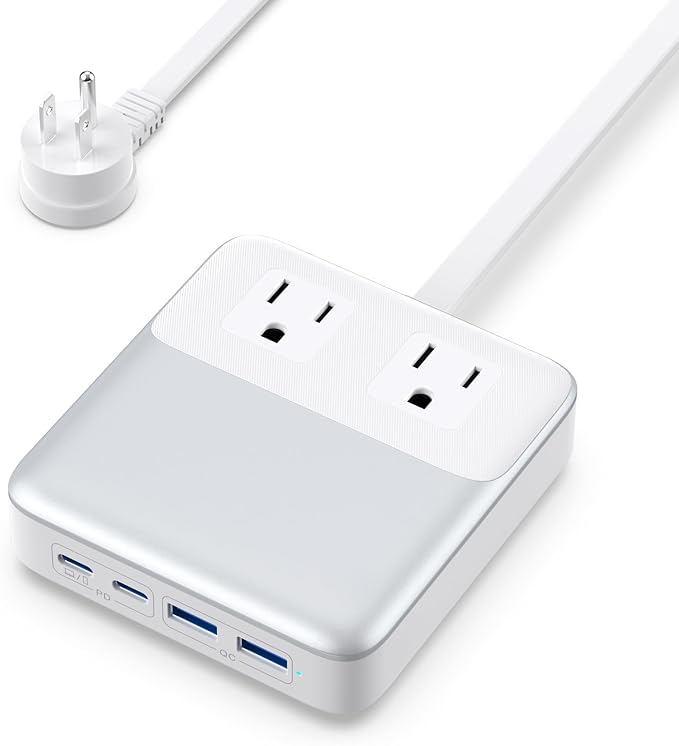 135W Charging Station USB C Power Strip,6-in-1 GaN USB C Charger Block with Plug &5ft Cord,2 AC,2 USB-A,2 USB-C,PD 65W Laptop Charger for MacBook,iPhone 16/15/14,Desktop Fast Charging for Home,Office
