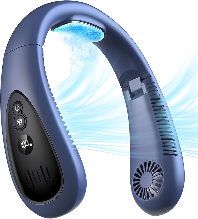 GAITIR Neck Air Conditioner, Portable Neck Fan with Cooling Plate 360°Cooling Airflow, 5000mah Rechargeable USB Fan Hands Free Bladeless Wearable Foldable Mini Fan for Men Women Home Office Outdoor