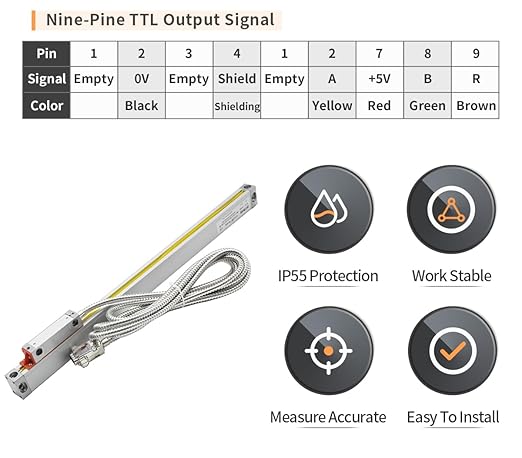3 Axis Digital Readout DRO Linear Optical Scale Encoder 5um Resolution 18" 40" 20" for Lathe Mill Milling Machine