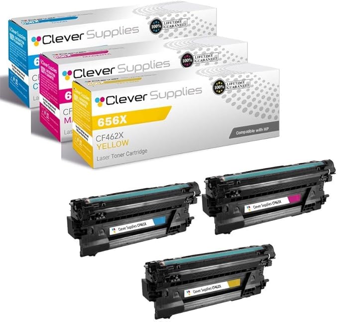 CS Replacement Toner Cartridge Compatible with HP 656X CF461X Cyan CF463X Magenta CF462X Yellow Color Enterprise M652dn M652n M653dn M653x M652dn Toner Cartridge 3 Color Set