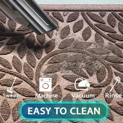 Bulijojo Front Door Mat Entrance,Durable Heavy Duty Welcome Mat,Thick Absorbent Natural Rubber Non Slip Mat,Sturdy Entryway Brown 23"x35" - Image 4