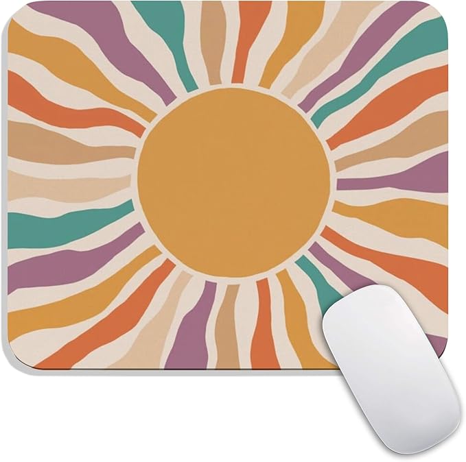Armanza Square Mouse Pad Retro Sun,Personalized Premium-Textured Custom Mouse Mat Design,Washable Mousepad Cloth,Non-Slip Rubber Base Computer Mouse Pads for Wireless Mouse