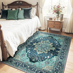 RELEANY Washable Area Rug, 4'x5', Teal by RELEANY