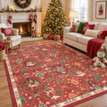 Washable Area Rug Red 5x7 Christmas Rug for Living Room Bedroom Non Slip by Madane