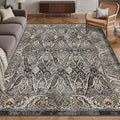 Washable Area Rug 5' x 7' Vintage Traditional Persian Mat - Foldable Distressed Non-Slip Machine Washable Carpet for Living Room Bedroom Kitchen Home Decor - Ebony and Taupe by Unknown
