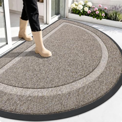 OLANLY Half Circle Front Door Mat Outside 59x34 All-Season Rubber Doormat by OLANLY